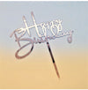 Cake Topper Silver Happy Birthday