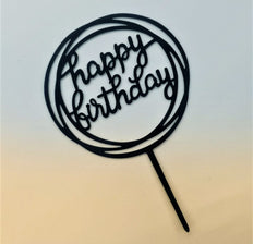 Cake Topper Happy Birthday Black