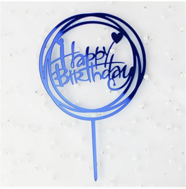 Cake Topper Round Electric Blue